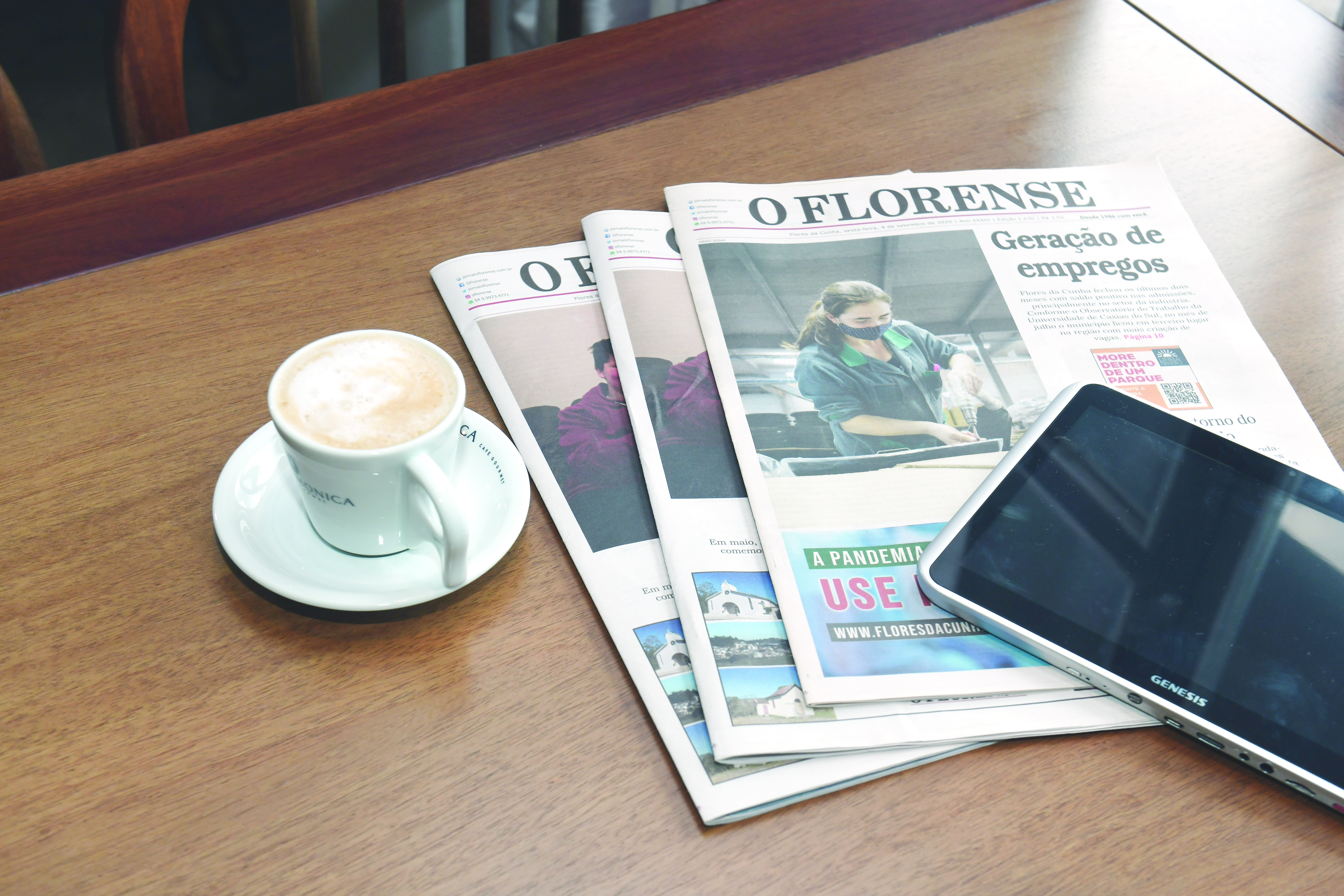 Os fatos diários são publicados nas versões digitais de O Florense, ao jornal impresso cabe notícias com mais profundidade e relevância para a comunidade.  - LUIZINHO BEBBER/ DIVULGAÇÃO